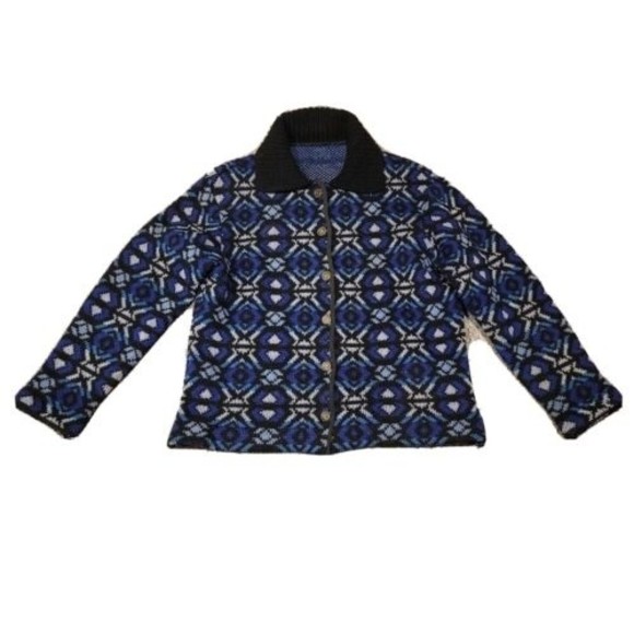 VINTAGE Jersey Modeller  Swedish Close Knit Sweater Button Up Adult Size 40 - Picture 2 of 10